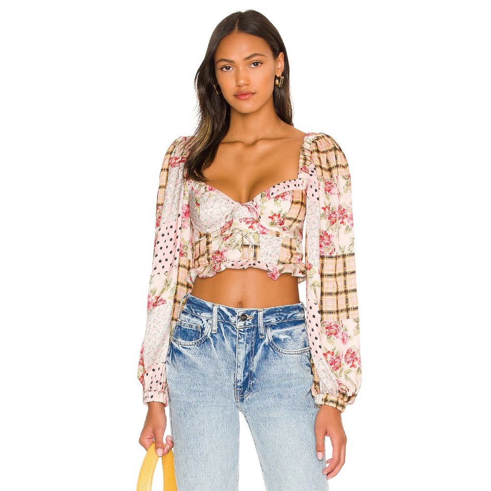 For Love & Lemons Marissa Crop Top in Multi.